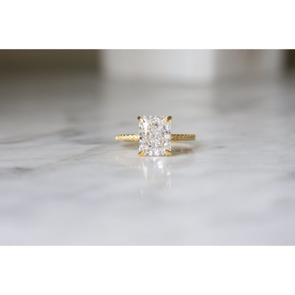Radiant Cut Engagement Ring, 3 CT Radiant Cut Wedding Ring - Picture 5 of 9